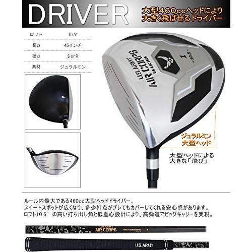 レフティー US ARMY AIR CORPS ゴルフクラブセット 9本組 (1W，UT，#6-9，PW，SW，PT) セミワンレングス採用モデル クラブセット AIR US ARMY