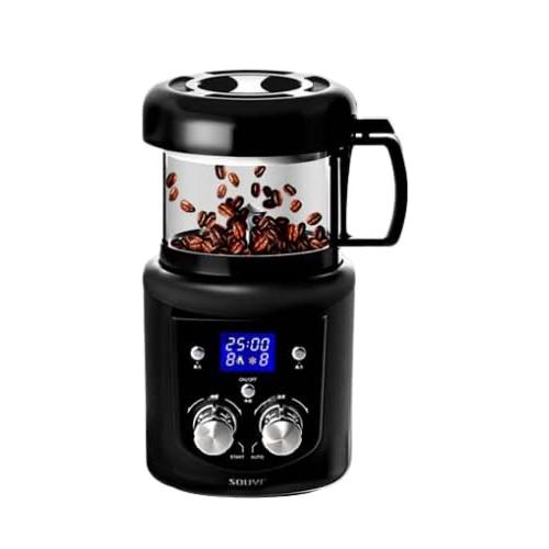 SOUYI本格コーヒー 生豆焙煎機 コーヒーロースター ムラが出ない熱風式 温度と時間調節可能 自動冷却機能 浅煎りから深煎り可能  オート機能でおまかせ焙煎 SY-121N