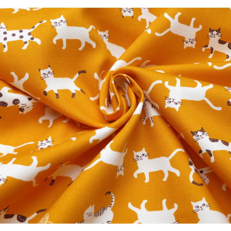 生地 猫柄 108cm巾 コットンオックス≪きまぐれにゃんこ≫(69010) Simply palette 日本製【10cm単位】 オックス生地 布 バッグ布 ねこ柄  エプロン ポーチ |  | 06