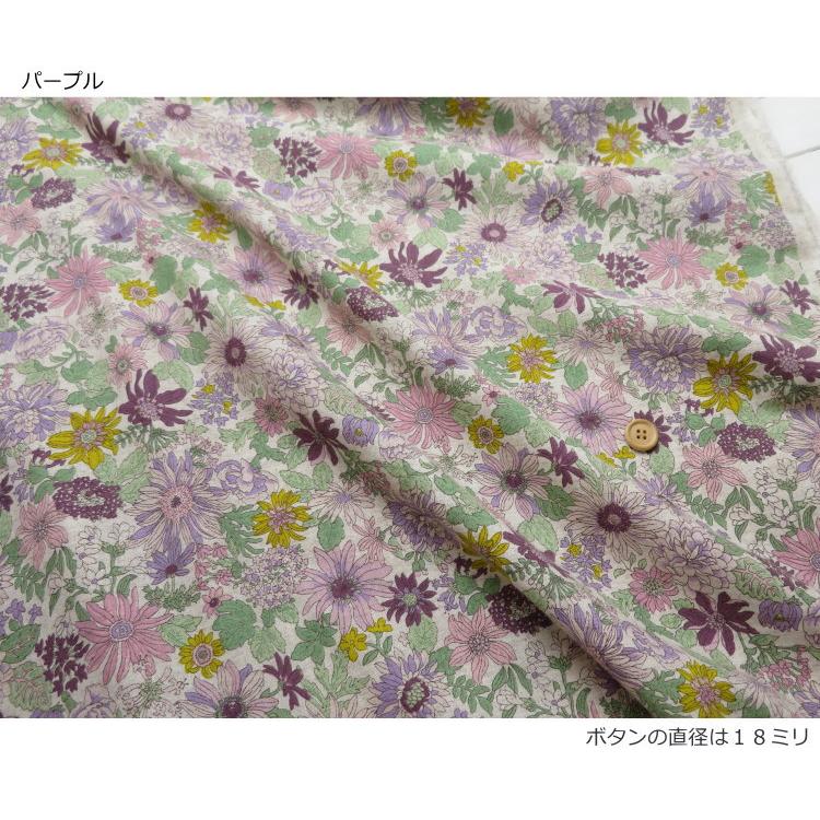 花柄 生地 108cm巾 ふわとろ 綿麻シーチング フラワープリント(7051)エアータンブラー加工 【10cm単位】日本製 子供服|ワンピース| |  | 12
