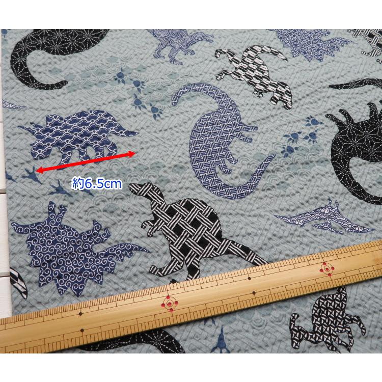 ゆかた生地 ポコポコ リップル生地 夏生地≪和モダン恐竜プリント≫(MOWR38) 日本製 106cm巾 じんべい サッカー生地子供服 男の子 恐竜柄 シャツ 夏パジャマ |  | 05