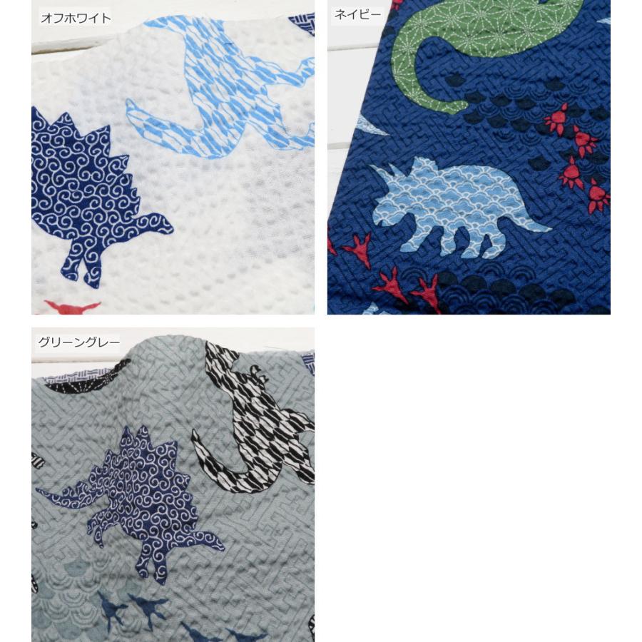 ゆかた生地 ポコポコ リップル生地 夏生地≪和モダン恐竜プリント≫(MOWR38) 日本製 106cm巾 じんべい サッカー生地子供服 男の子 恐竜柄 シャツ 夏パジャマ |  | 07