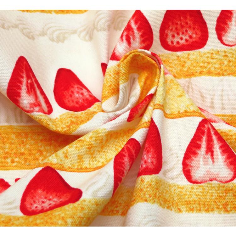 生地 いちご柄 108cm巾 コットンオックス≪ストロベリー ケーキ≫(769) 【10cm単位】日本製 オックス生地 レッスンバッグ布/入園グッズ/ |  | 05