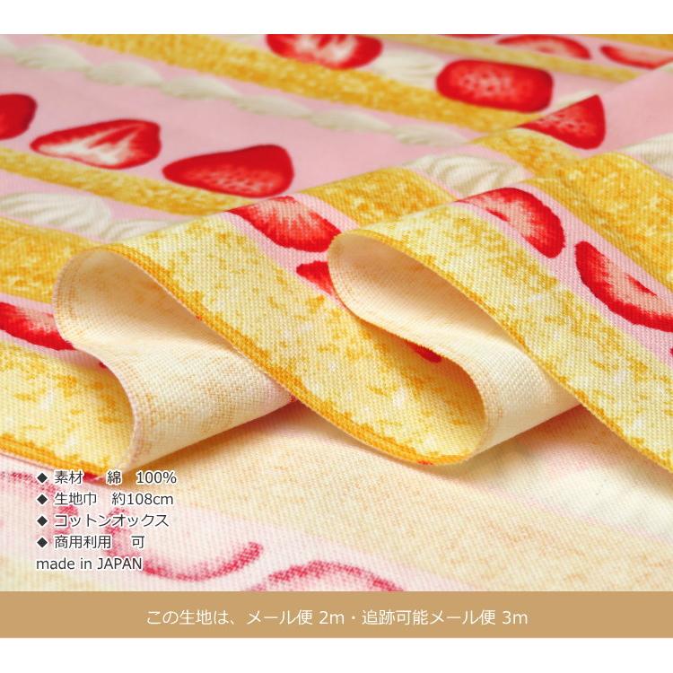 生地 いちご柄 108cm巾 コットンオックス≪ストロベリー ケーキ≫(769) 【10cm単位】日本製 オックス生地 レッスンバッグ布/入園グッズ/ |  | 06