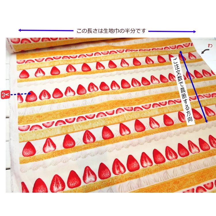 生地 いちご柄 108cm巾 コットンオックス≪ストロベリー ケーキ≫(769) 【10cm単位】日本製 オックス生地 レッスンバッグ布/入園グッズ/ |  | 10