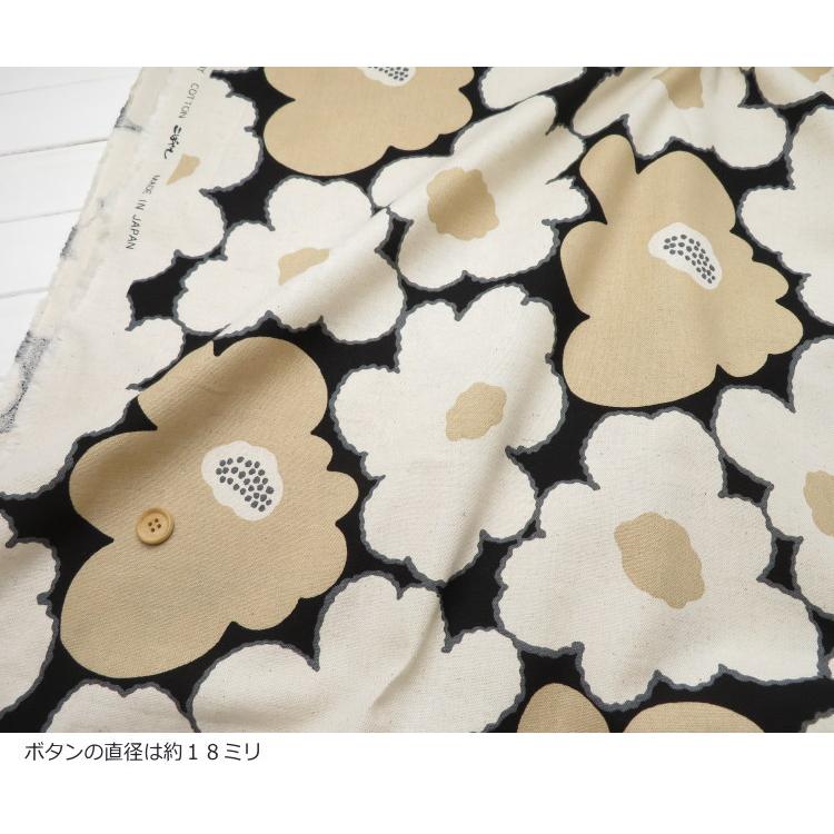 生地 花柄 う早この布 108cm巾 北欧風 綿麻キャンバス≪モモの花