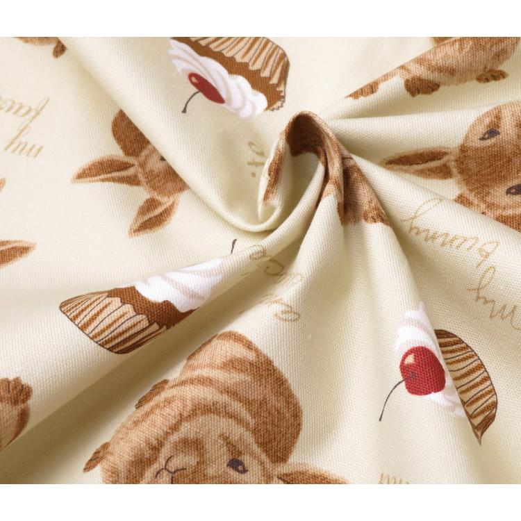 うさぎ柄 生地 オックス生地 108cm巾 コットンオックス ≪ふわもこうさぎとカップケーキ》(9013)ラビット柄 レッスンバッグ 可愛い布 日本製 エプロン |  | 03