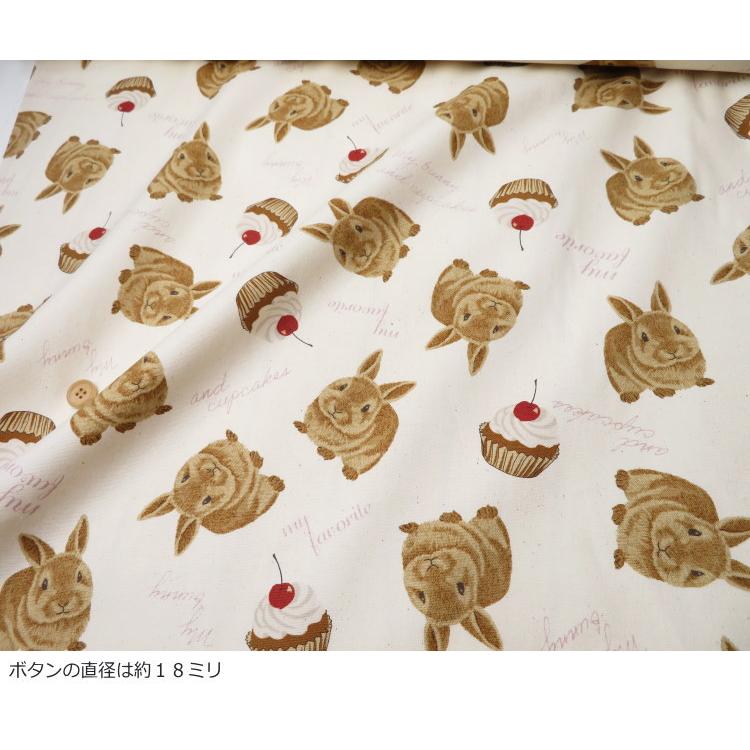 うさぎ柄 生地 オックス生地 108cm巾 コットンオックス ≪ふわもこうさぎとカップケーキ》(9013)ラビット柄 レッスンバッグ 可愛い布 日本製 エプロン |  | 07