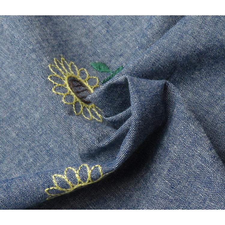 生地 刺しゅう 花柄 刺繍 コットン ステッチ刺しゅう≪ひまわり
