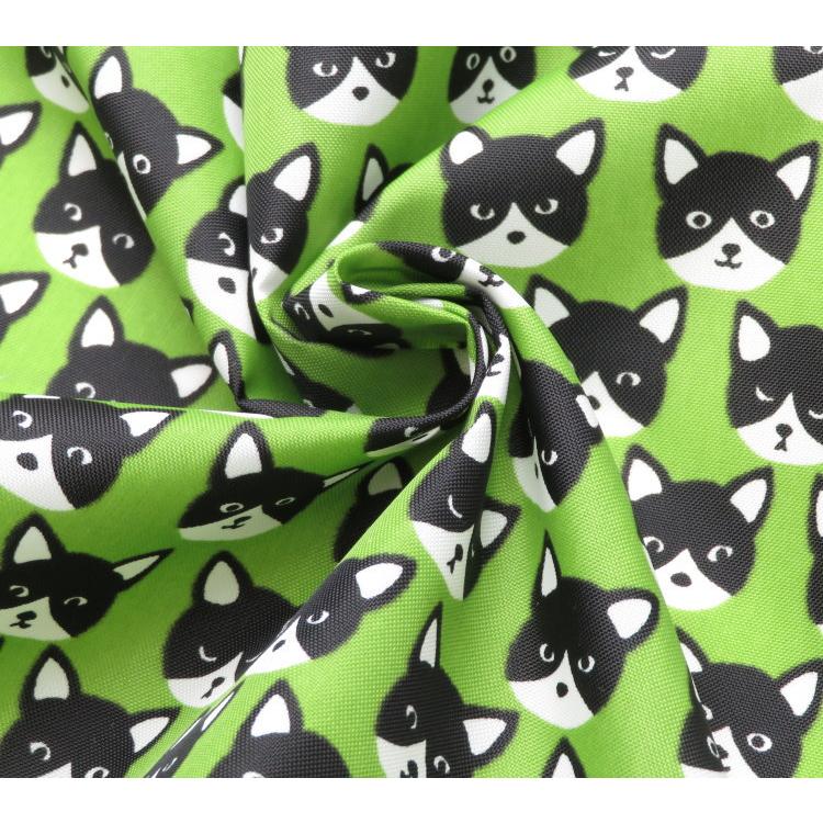 撥水 ナイロンオックス 生地≪ハチワレ猫ちゃん≫(80012-1) エコバッグ ランドセルカバー レインコート，お食事エプロン |  | 06