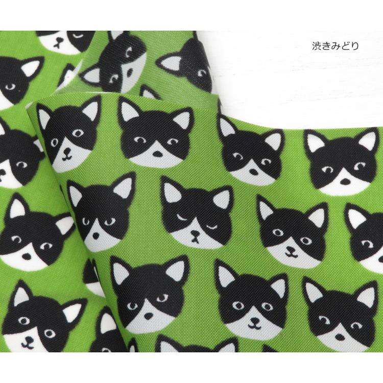 撥水 ナイロンオックス 生地≪ハチワレ猫ちゃん≫(80012-1) エコバッグ ランドセルカバー レインコート，お食事エプロン |  | 11