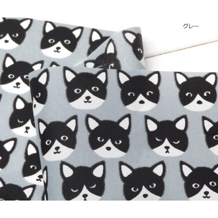 撥水 ナイロンオックス 生地≪ハチワレ猫ちゃん≫(80012-1) エコバッグ ランドセルカバー レインコート，お食事エプロン |  | 12