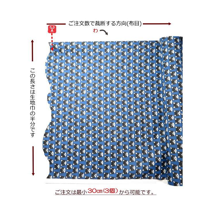 撥水 ナイロンオックス 生地≪ハチワレ猫ちゃん≫(80012-1) エコバッグ ランドセルカバー レインコート，お食事エプロン |  | 14