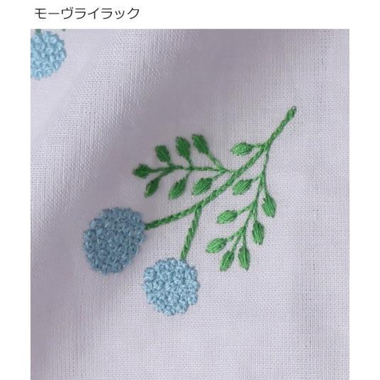 生地 刺繍 刺しゅう【10cm単位】綿麻ナチュラル フレンチノットステッチ≪シロツメクサ≫(689)フラワー刺しゅう コットンリネン 手作り 子供服｜peruru｜12