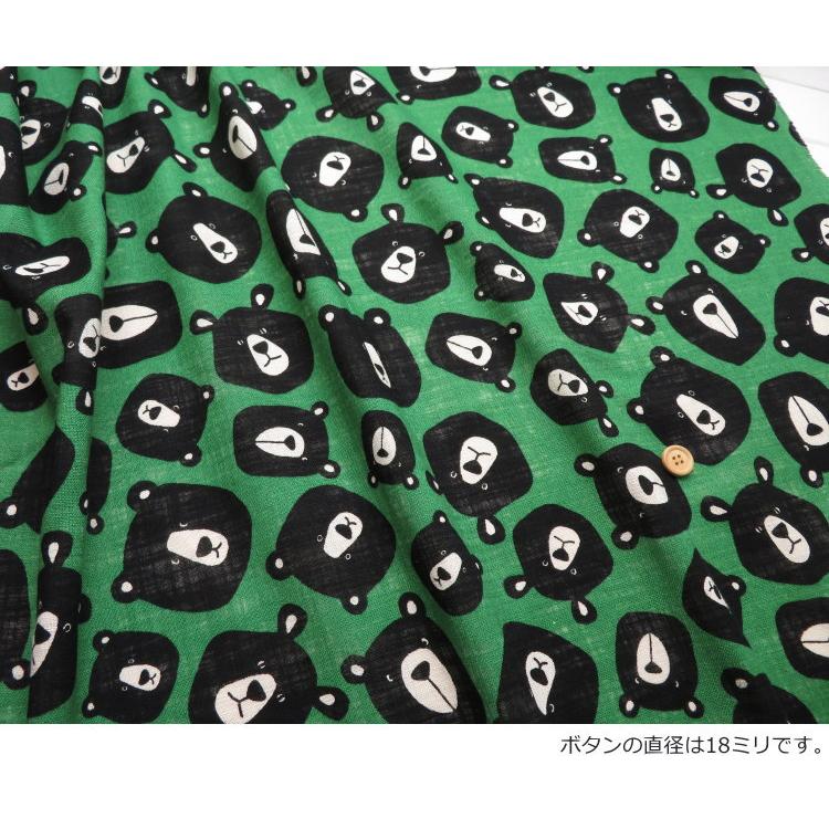 クマ柄 生地 リネンライクスラブ≪Black BEAR ビッグフェイス≫(850519