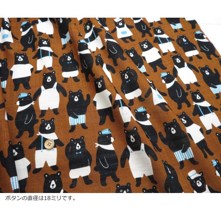 mukzin ムクジン 黒ファー L クマ柄 ベスト 柄物 熊 動物 ブラック クマ柄 生地 リネンライクスラブ≪Black BEAR めちゃくま