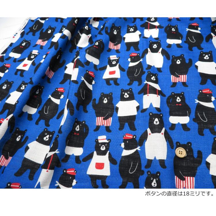 mukzin ムクジン 黒ファー L クマ柄 ベスト 柄物 熊 動物 ブラック クマ柄 生地 リネンライクスラブ≪Black BEAR めちゃくま