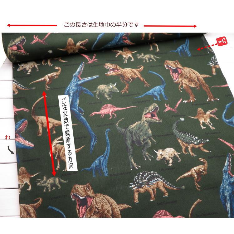 入園入学 生地 コットンオックス≪ダイナソー≫(814) 108cm巾 恐竜柄