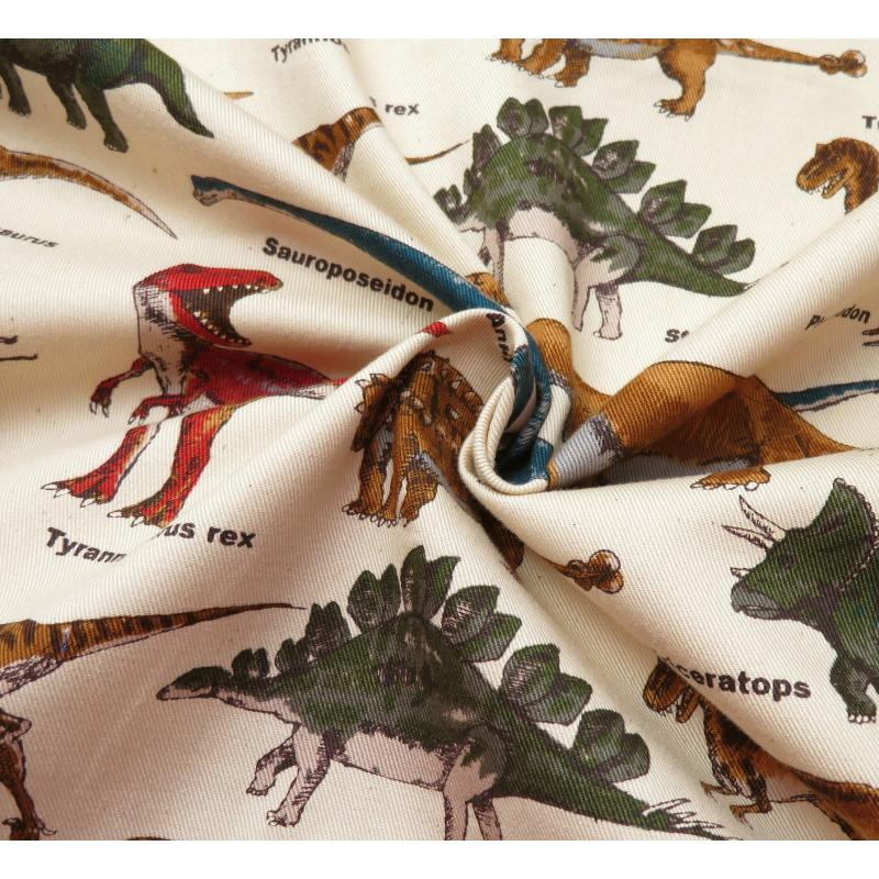 生地 入園入学 108cm巾コットンツイル 恐竜図鑑(M6036-A) 綿 【10cm