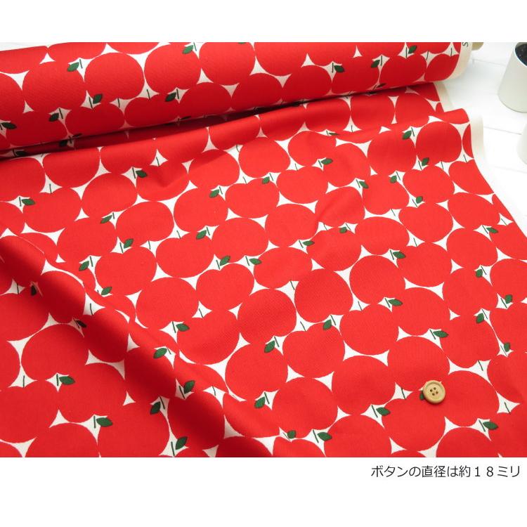 りんご柄 生地 108cm巾 コットンオックス≪みっちりリンゴ≫(850551