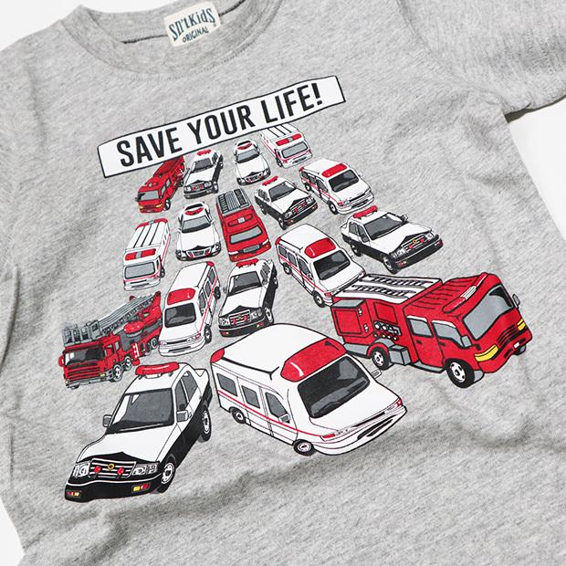 働く車半袖Tシャツ 消防車 メール便送料無料 100cm 110cm 120cm 130cm 緊急自動車 はしご車 救急車 パトカー レスキュー車 :2301222:KOBE-STORE 通販 働く車 半袖Tシャツ 100cm 110cm 120cm 130cm 綿100% はしご車 消防車 救急車 パトカー 緊急車両 レイヤード風 お名前ネーム シロ グレー ネイビー 男の子 夏
