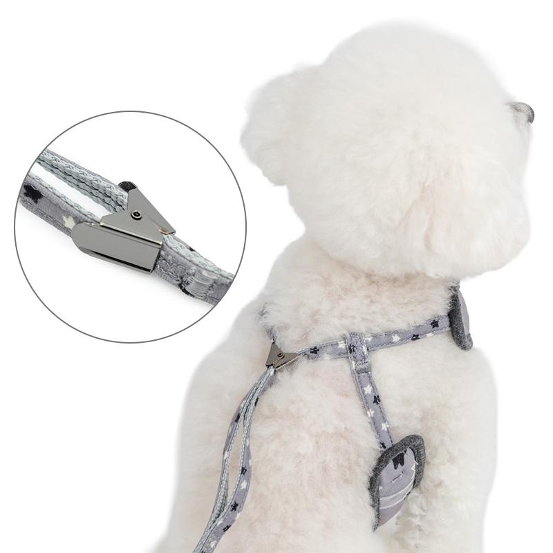SNOOPY（スヌーピー） P5倍 リード付きハーネス 星柄 ブラック 小型犬