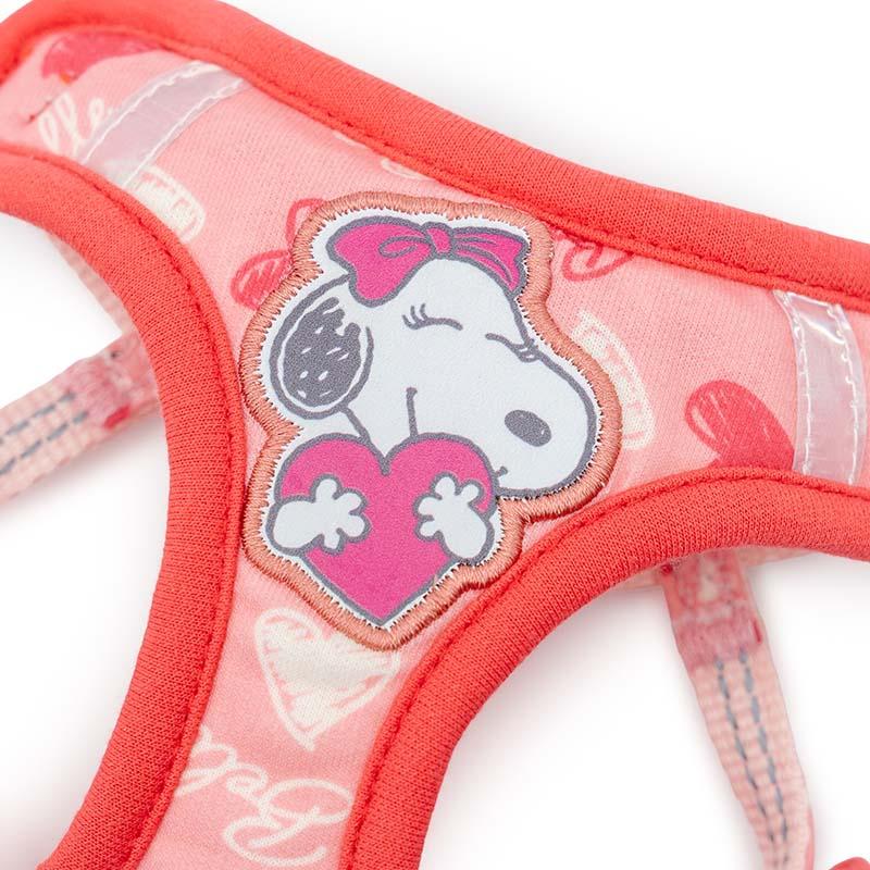 SNOOPY（スヌーピー） リード付きハーネス ベル ハート柄 ピンク 小型