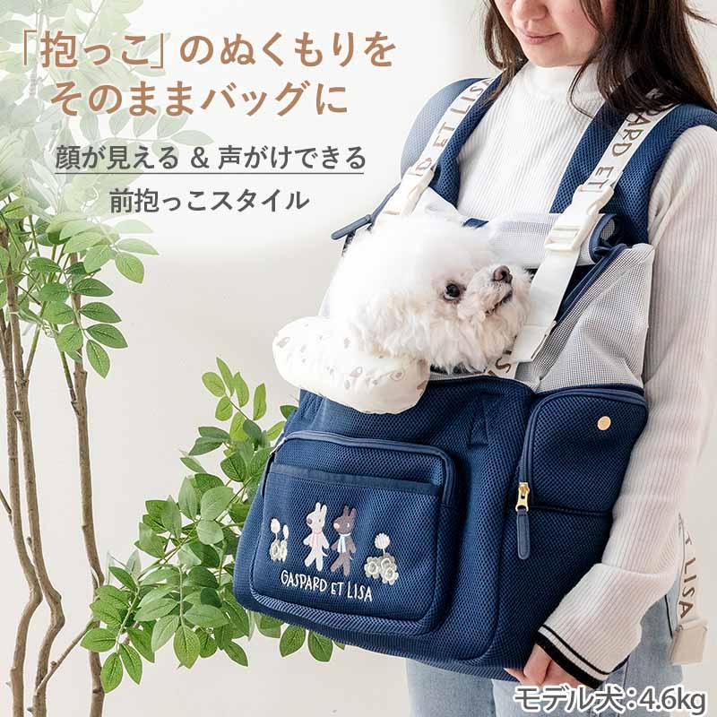 ペットパラダイス　リサとガスパール超小型犬用キャリーバッグ（約1.5〜4kg） リサとガスパール ギンガムキャリーバッグ 《紺》S 超小型犬 約1.5～4