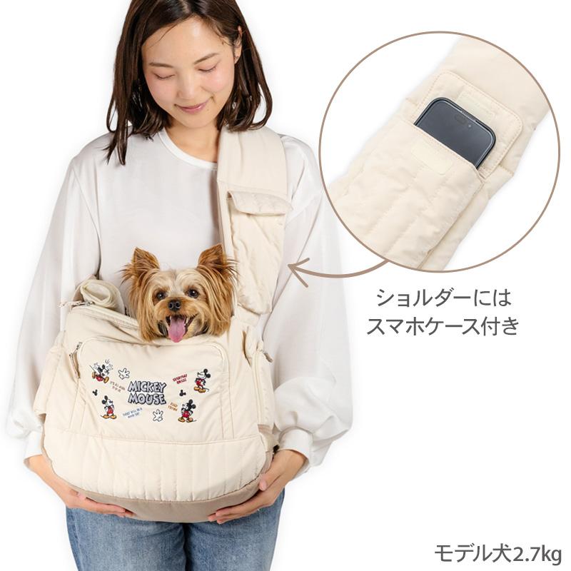 Disney（ディズニー） P5倍 ミッキーマウス 犬 キャリーバッグ 刺繍