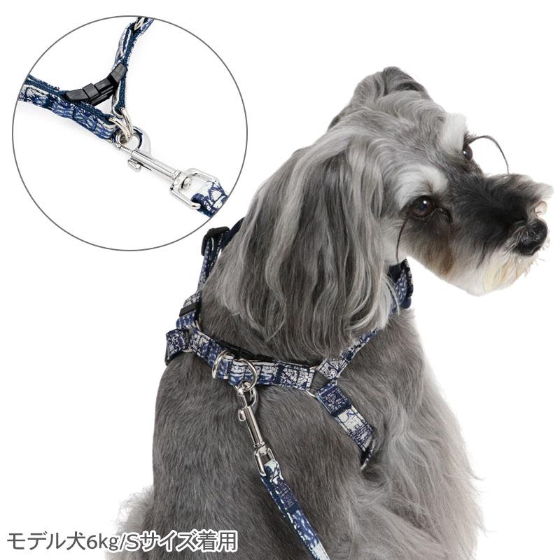 J.PRESS 犬 ハーネス リード ペイズリー ハーネス＆リード 小型犬 Ｓ | ネイビー 反射 安全 安心 事故防止の画像