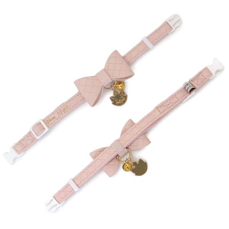 猫 首輪 ディズニー マリー リボン チャーム 鈴 付き 調節 ｜ ピンク