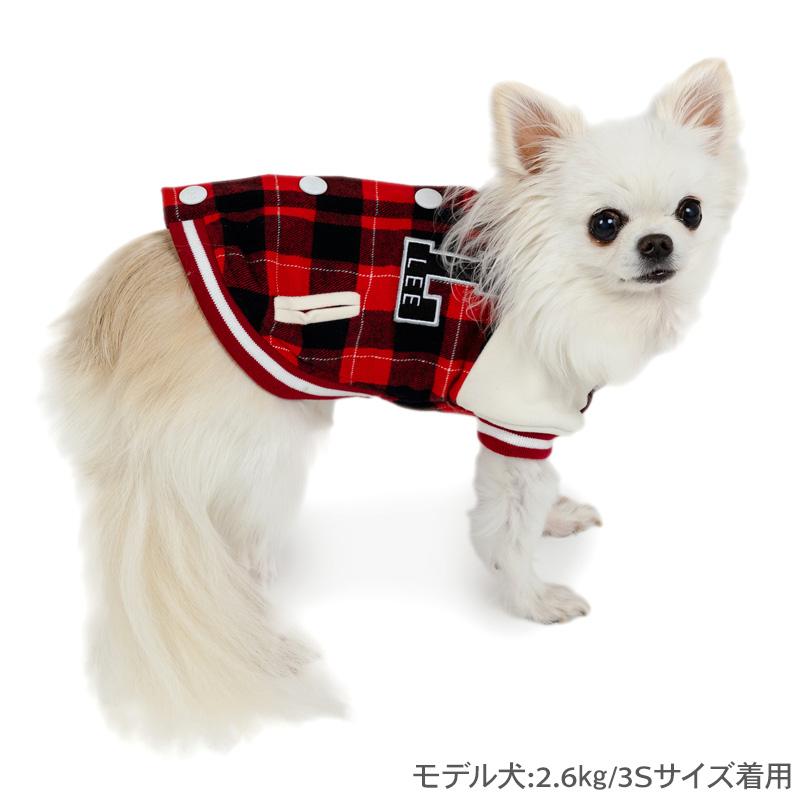 Lee Lee 犬 服 春 チェック スタジャン 小型犬 | スタジアム