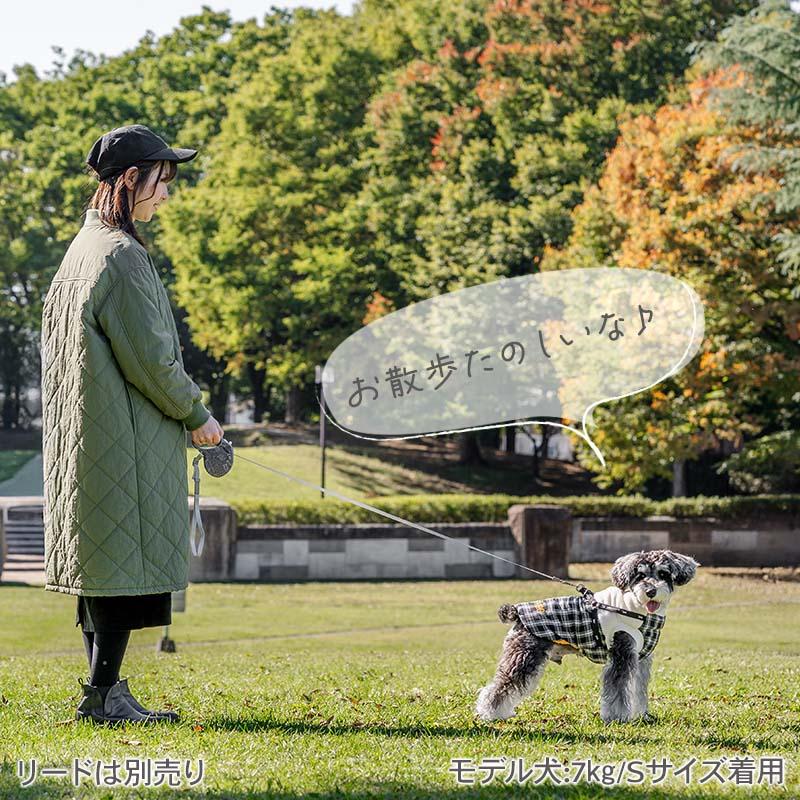 Lee（リー） 犬 服 冬 チェック アウターハーネス 小型犬 | ブラック