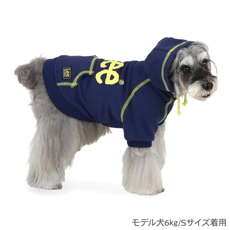 ネイビー パーカー 新品 きれいめ ロゴ レディース わんこ 犬 きれいめ カジ Lee ステッチパーカー 《ネイビー》 中型犬 大型犬 / PET PARADISE
