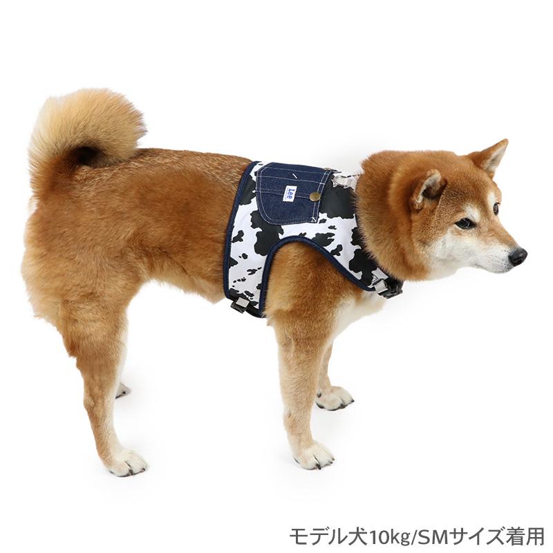 リードカバー　ハンドメイド　犬服　わんちゃん　お出かけ Lee（リー） 犬 ハーネス リード クール 牛柄 中型犬 SM | ブラック