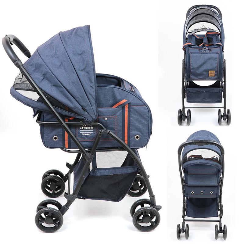 お値下げ！美品！ペット用バギーカー ネイビー 小型犬 折りたたみ可能