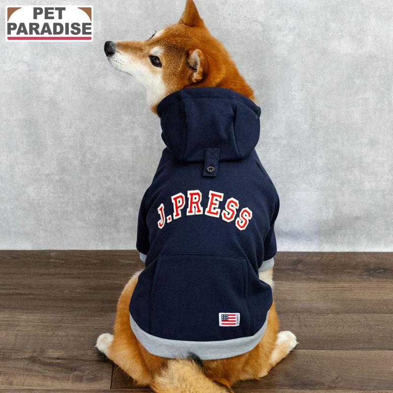 J.PRESS（J.プレス） 犬 服 冬 ロゴ 裏起毛 パーカー 中型犬 SM
