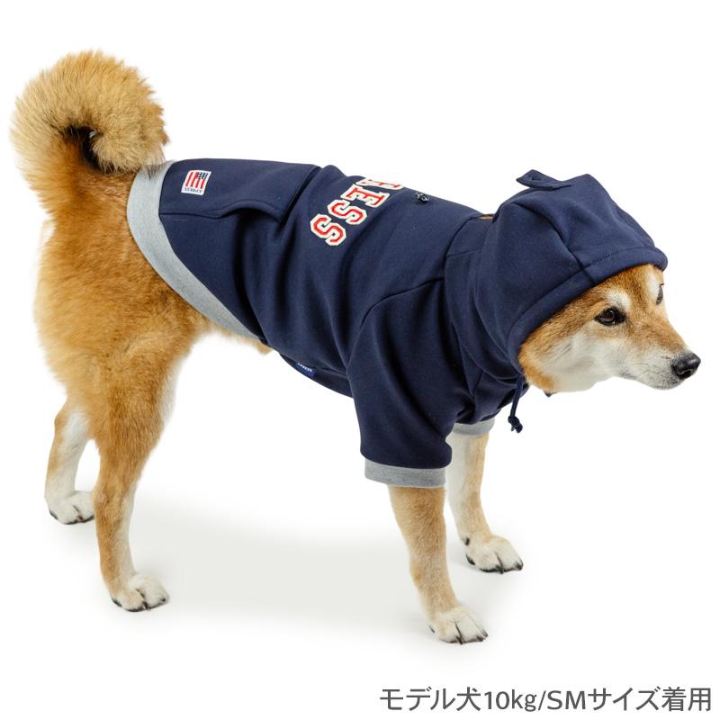 J.PRESS（J.プレス） 犬 服 冬 ロゴ 裏起毛 パーカー 中型犬 SM