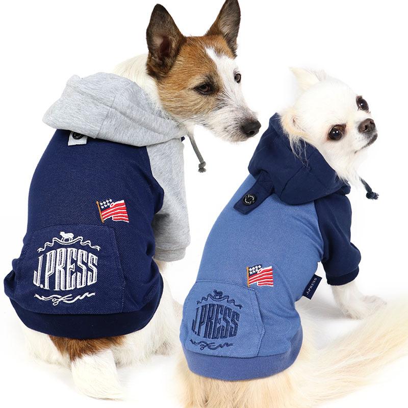 犬 服 ブランド おしゃれ 春服 猫 小型犬 超小型犬 ペットウエア J Press 配色 パーカー 灰 紺 小型犬 メール便可 ペットパラダイス 通販 Paypayモール