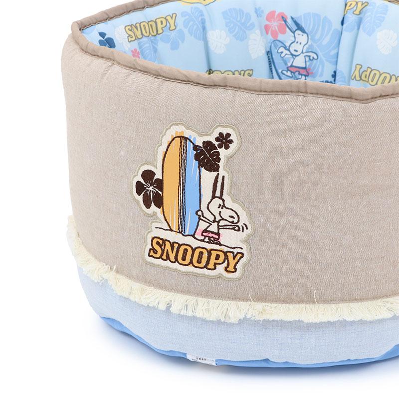 スヌーピー 犬 クール ベッド 夏 （40×25cm） サーフ柄 クールカップ 小型犬 | 丸型 接触冷感 夏用 猫 ペットベッド 洗えるの画像
