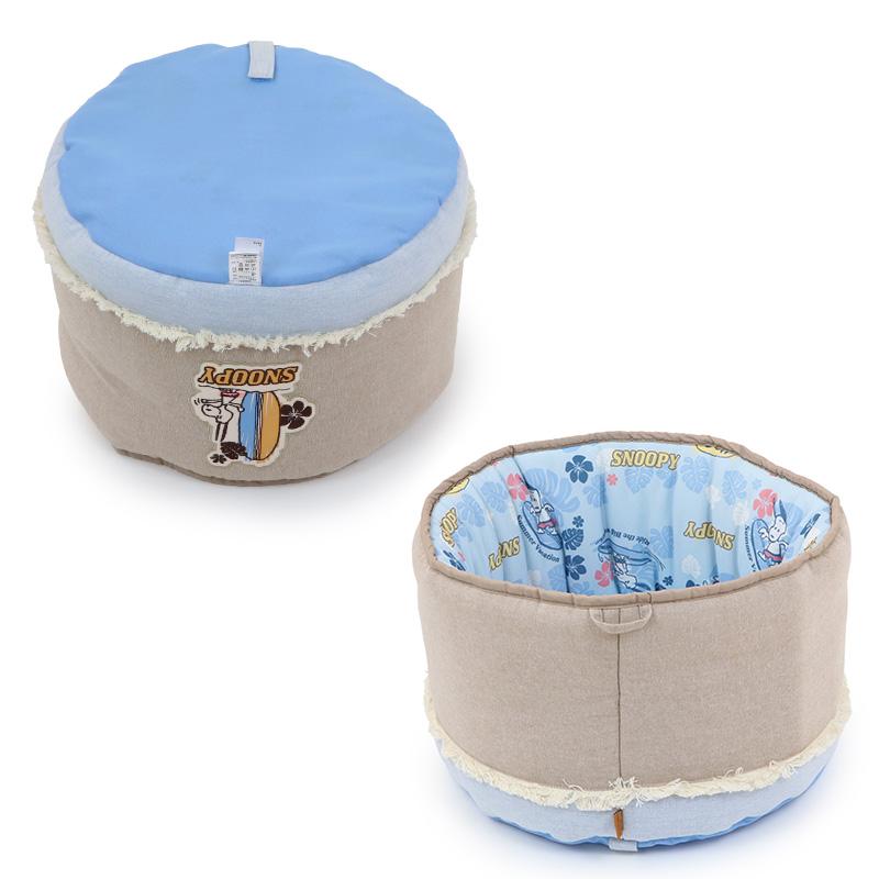 スヌーピー 犬 クール ベッド 夏 （40×25cm） サーフ柄 クールカップ 小型犬 | 丸型 接触冷感 夏用 猫 ペットベッド 洗えるの画像