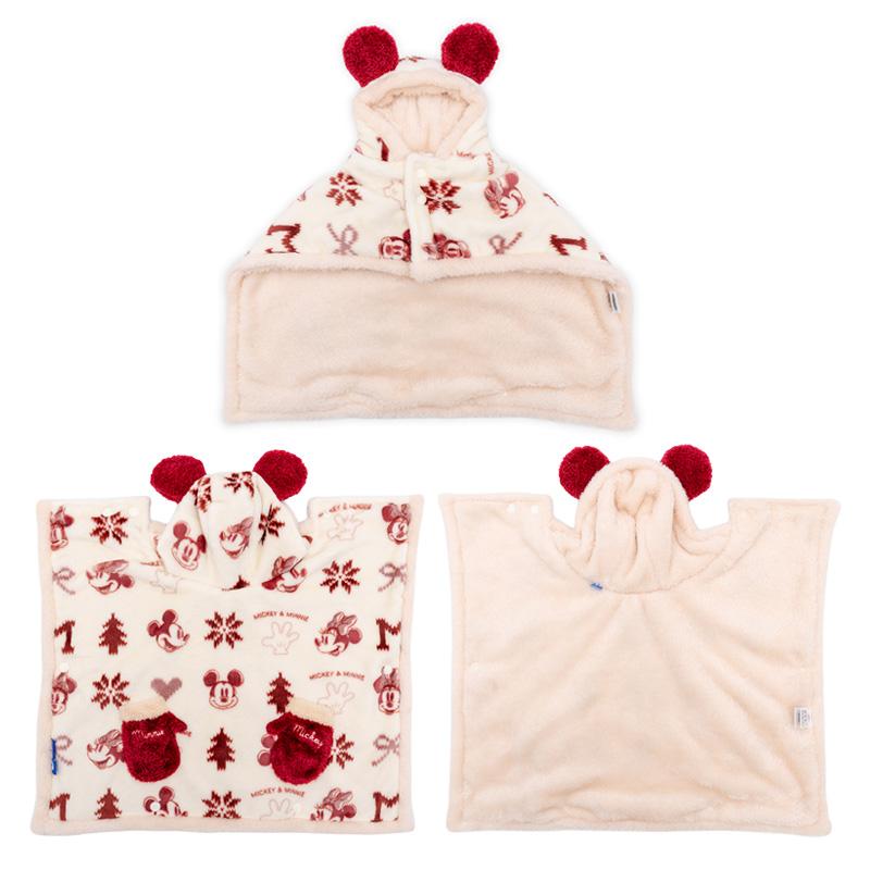 ディズニー ミッキーマウス ミニーマウス 犬 服 冬 ニット柄 着る毛布 小型犬 | フード付き 秋冬 毛布 ポンチョ 暖かい あったか ボア スリーパー