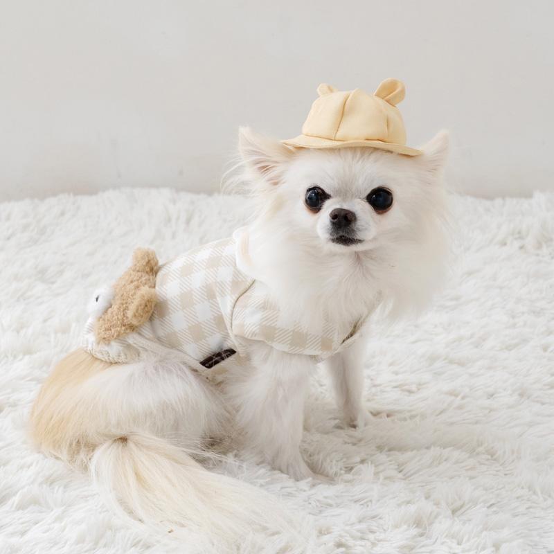 PET PARADISE 犬 服 春 くまちゃん チェック 園児服 小型犬 | おでかけ