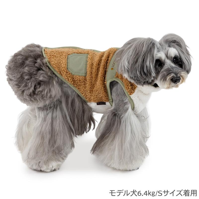 冬用犬服 ボア素材 ベージュとブラウン　新品未使用 full of vigor（フルオブビガー） 犬 服 あったか ふわもこ 防寒 ボア