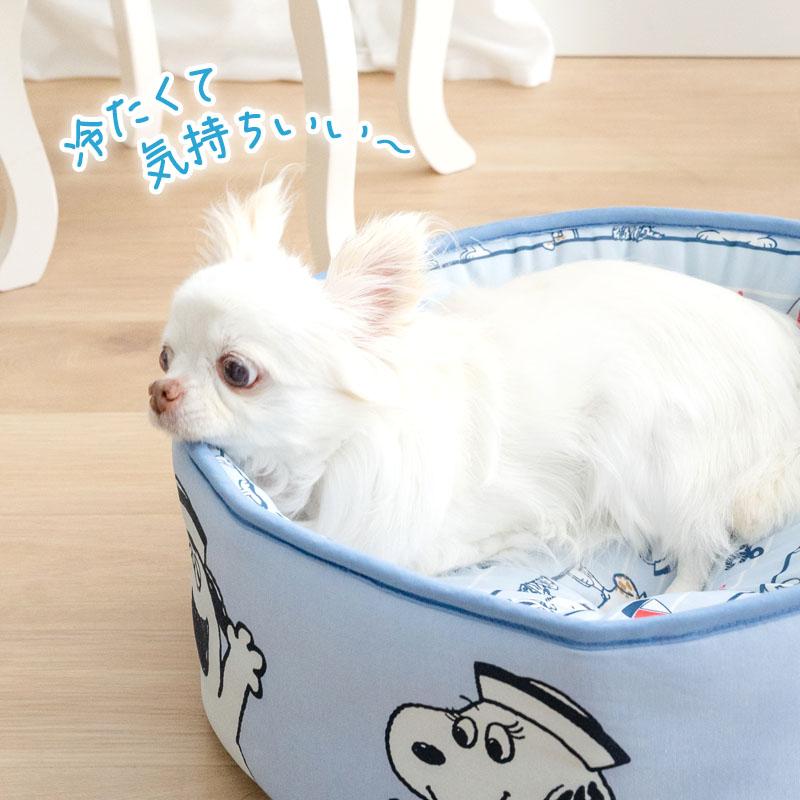 スヌーピー 犬 クール ベッド 夏用 ブラザーズ クールカップ カドラー （40×17cm） | ブルー 接触冷感 猫 ペットベッド 洗える ひんやり 涼感の画像