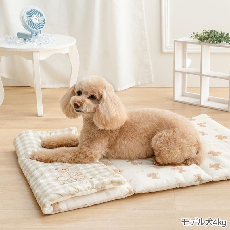 犬 猫 ひんやり冷感 ペットマット クッション クマ柄 フリル 夏用 M PET PARADISE（ペットパラダイス） 犬 ペット クッション 夏用 クール