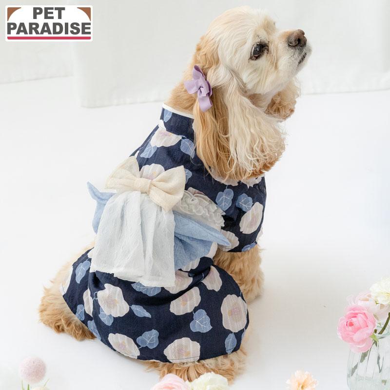 PET PARADISE（ペットパラダイス） 犬 服 夏 椿柄 浴衣 紺 中型犬 大型