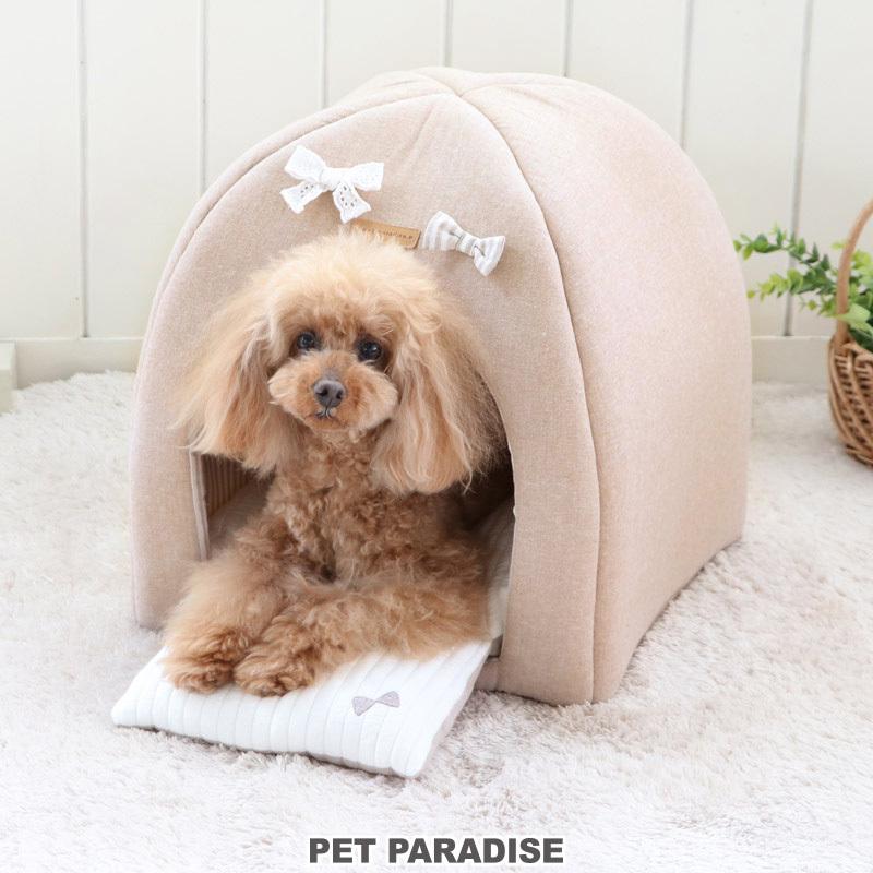 犬 猫 ハウス ベッド ドーム ペットベッド ドーム型 おしゃれ 犬ハウス 猫ハウス 女の子 リボン ハウス クッション付き 38 40cm 月間送料無料 ペットパラダイス 通販 Yahoo ショッピング