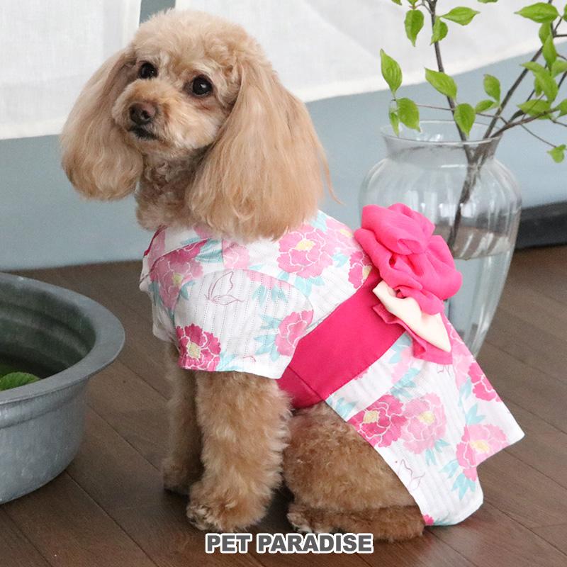 岡重　牡丹に子犬　浴衣 岡重牡丹に子犬浴衣