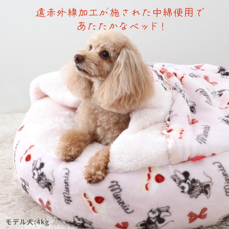 Disney 犬 ベッド 冬用 遠赤外線 ディズニー ミニーマウス 丸型